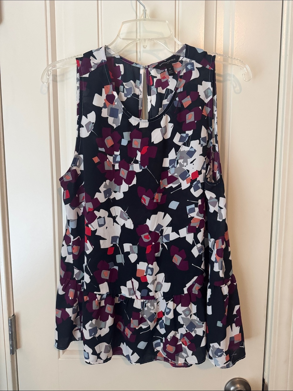 Banana Republic Floral Print Navy, White, Burgundy Camisole